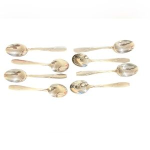 Eight ATOMIC STAR Vintage Wallace Dinner Spoons 1950’s